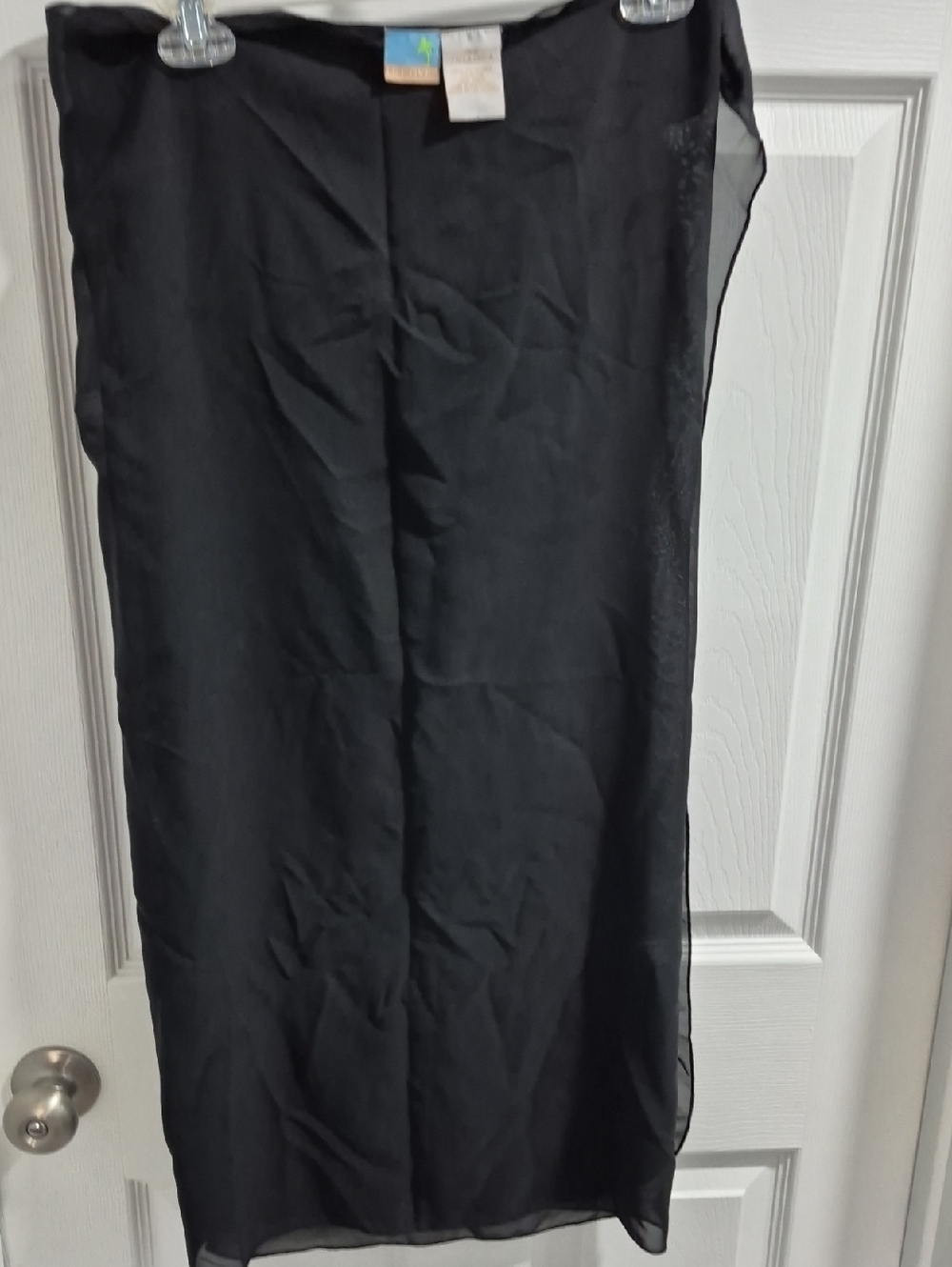 Classic Black Sheer Swimsuit Overlay Midi Skirt